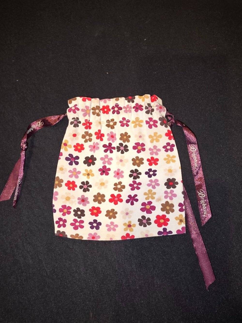 Brighton Drawstring Jewelry Pouch Floral Print Purple Rib